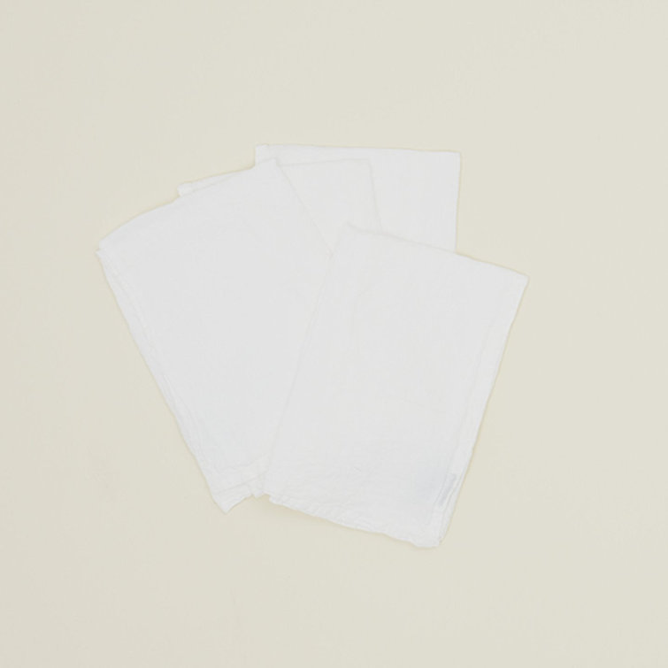 White Belgian Linen Square Napkin Set of 4