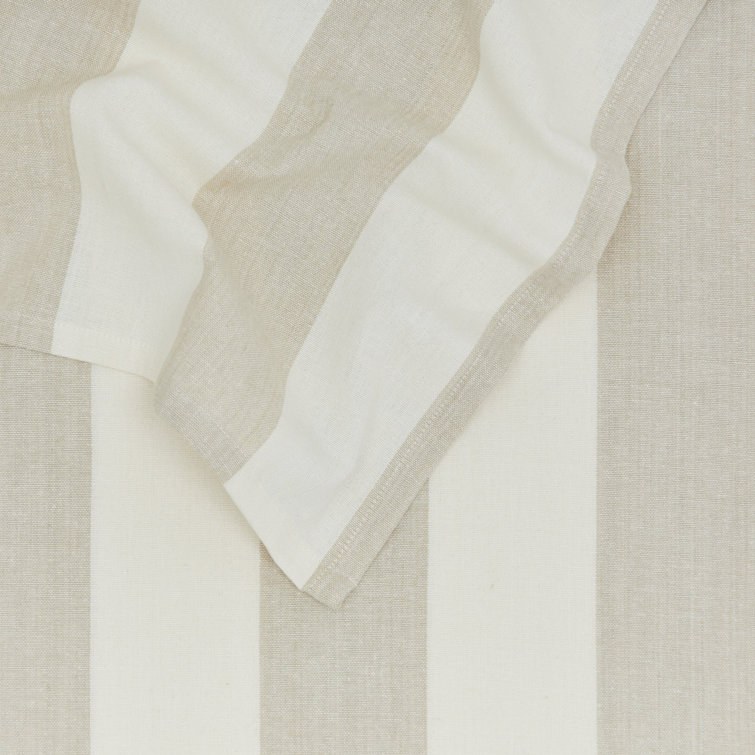 Ivory and Flax Striped Cotton Rectangular Tablecloth