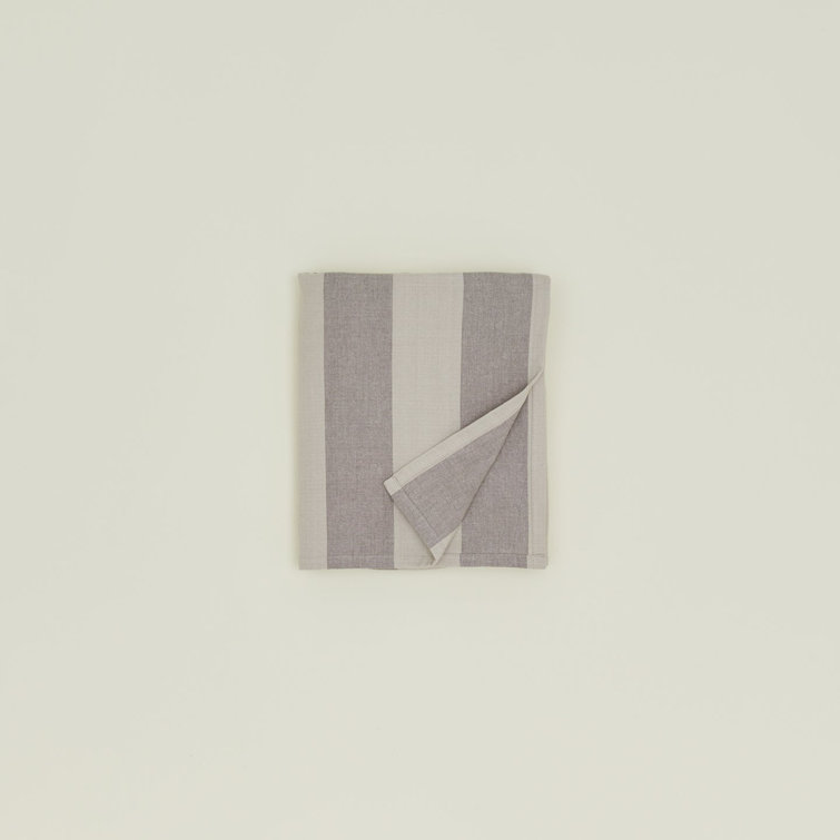 Light Grey and Dark Grey Striped Rectangular Fabric Tablecloth