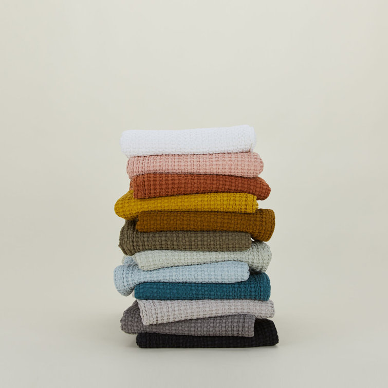 Mustard Yellow Cotton Waffle Weave Washcloth