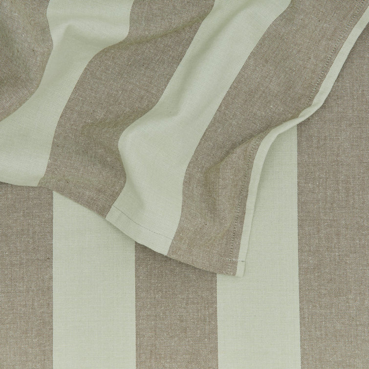 Olive and Sage Striped Cotton Rectangular Tablecloth