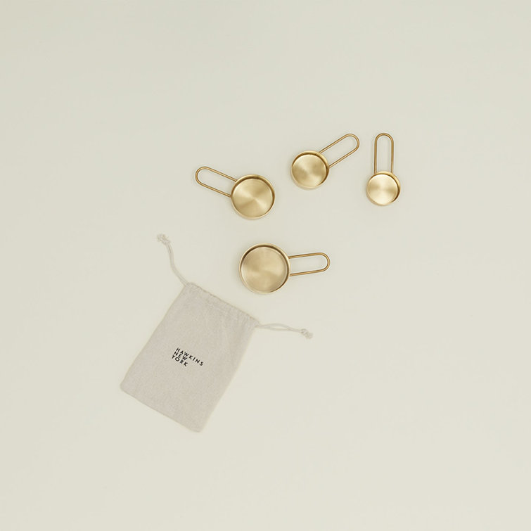 Brass Stainless Steel Measuring Cup Set with Loop Handles
