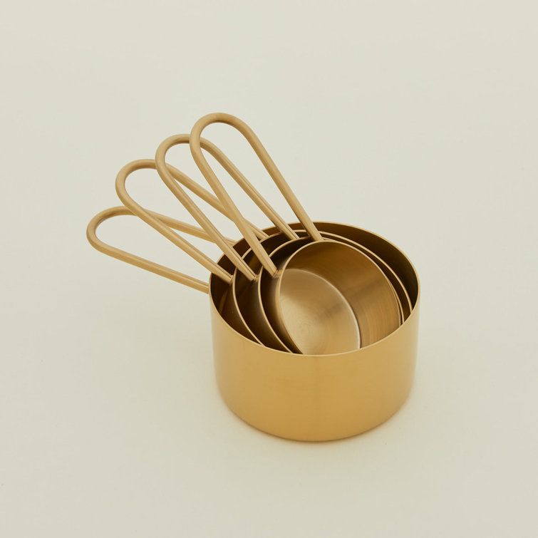 Brass Stainless Steel Measuring Cup Set with Loop Handles
