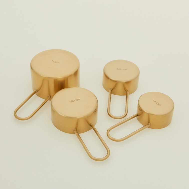 Brass Stainless Steel Measuring Cup Set with Loop Handles