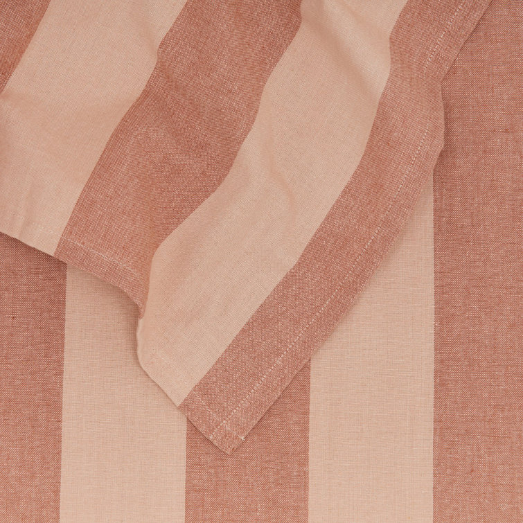 Blush and Terracotta Striped Cotton Rectangular Tablecloth
