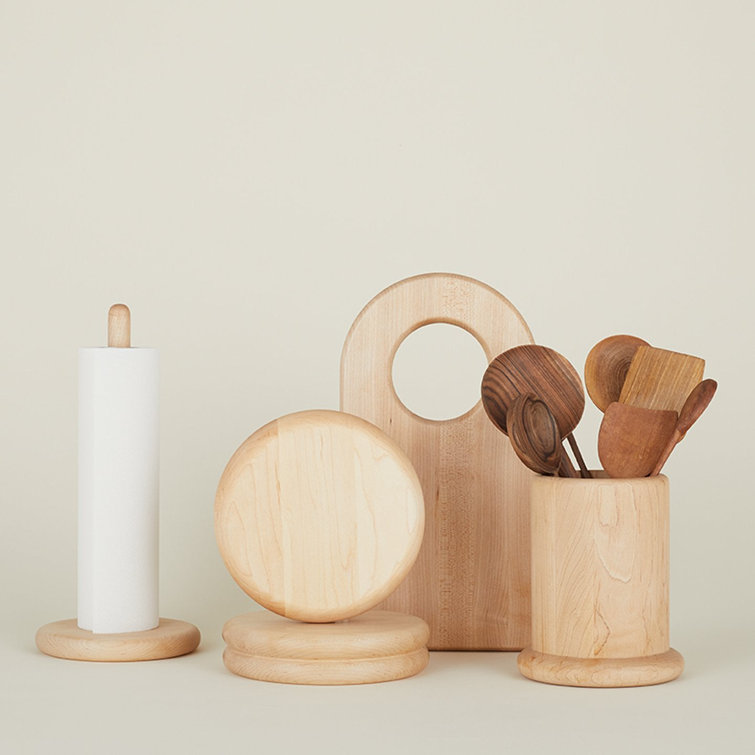 Minimalist Light Brown Maple Wood Utensil Crock