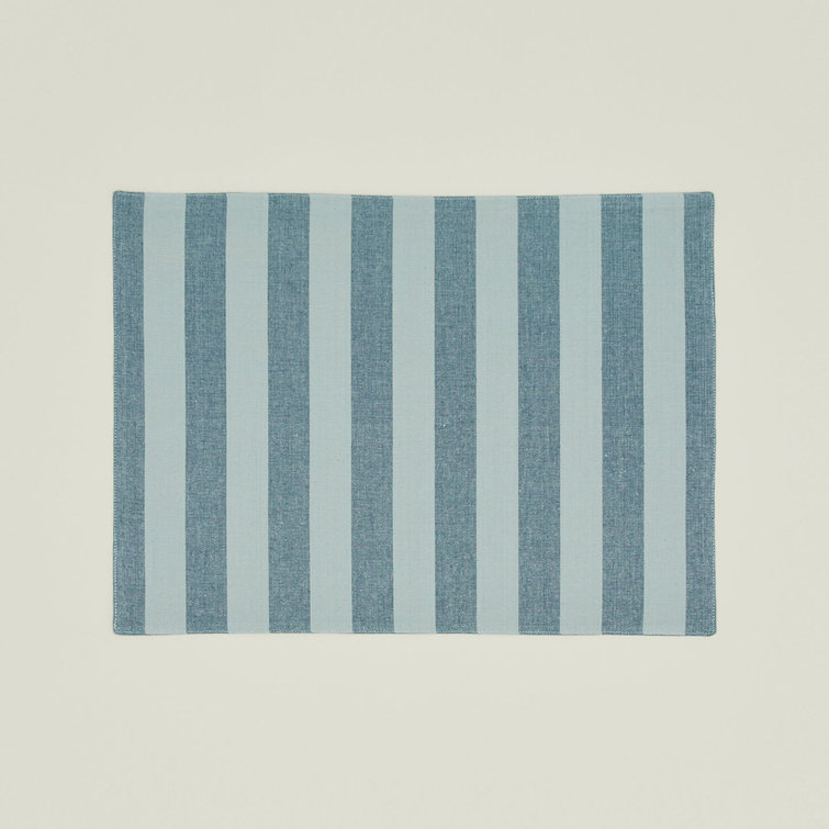 Sky and Peacock Cotton Striped Rectangle Placemats Set of 4