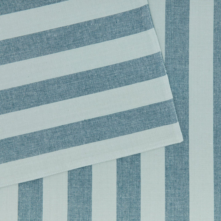 Sky and Peacock Cotton Striped Rectangle Placemats Set of 4