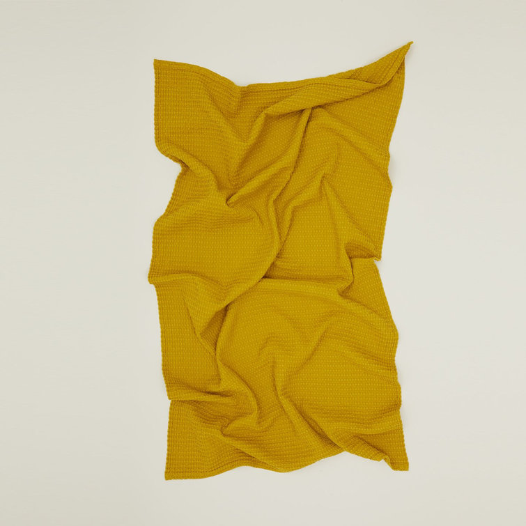 Mustard Yellow Cotton Waffle Weave Washcloth