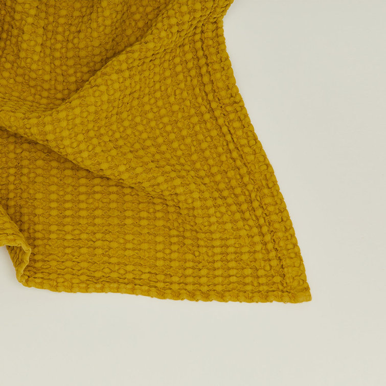 Mustard Yellow Cotton Waffle Weave Washcloth