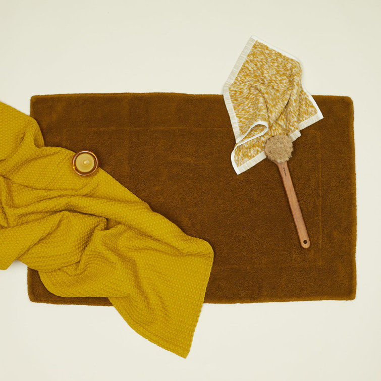 Mustard Yellow Cotton Waffle Weave Washcloth