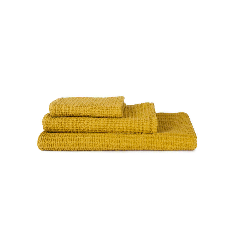 Mustard Yellow Cotton Waffle Weave Washcloth