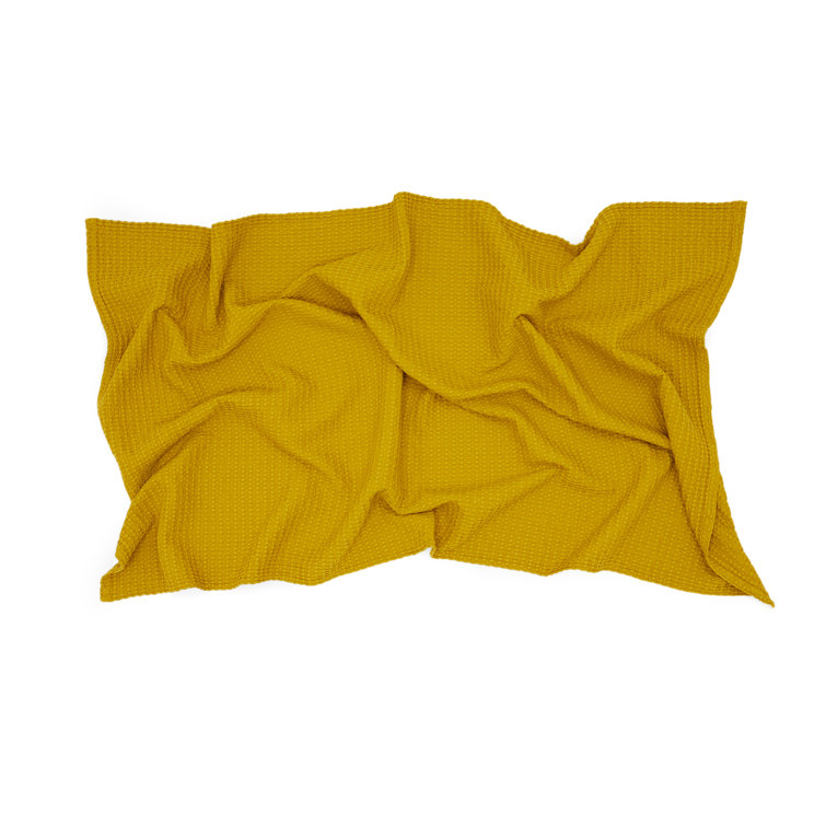 Mustard Yellow Cotton Waffle Weave Washcloth