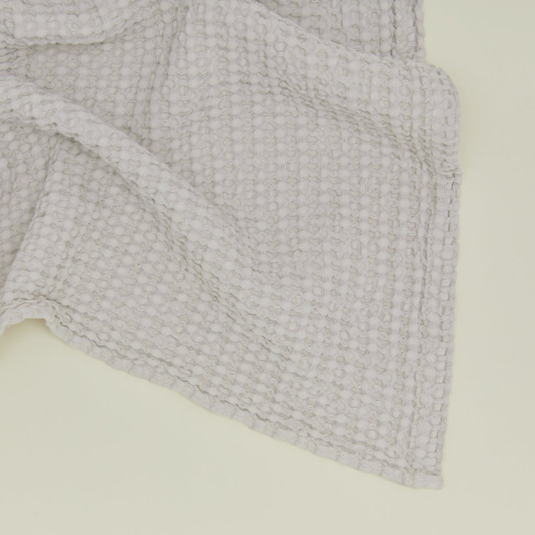 Gray Cotton Waffle Weave Bath Washcloth Set