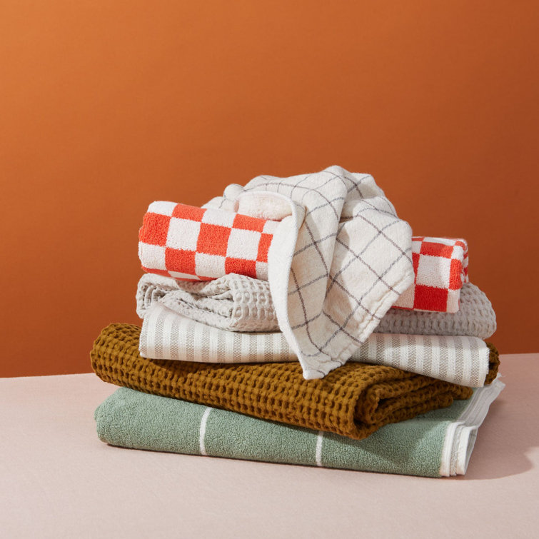 Gray Cotton Waffle Weave Bath Washcloth Set