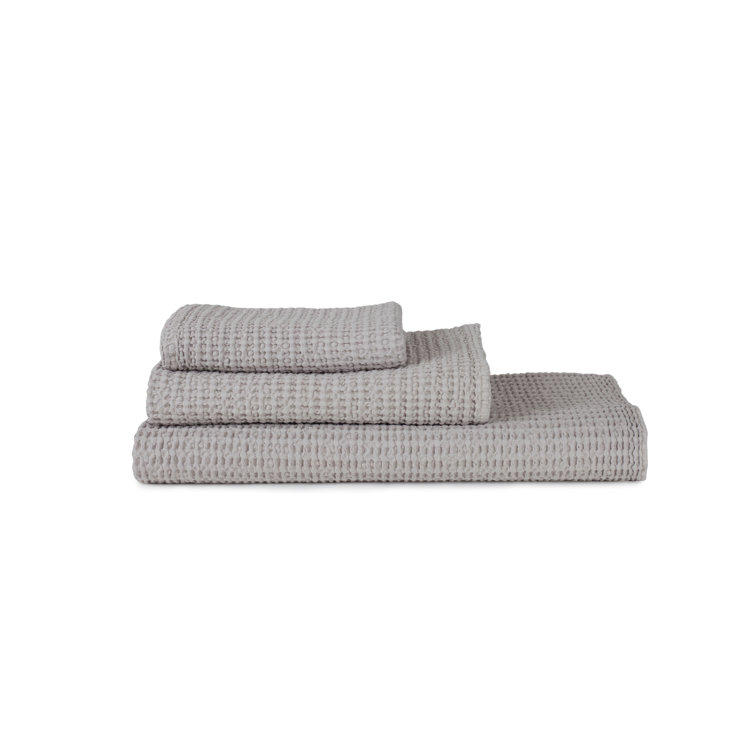Gray Cotton Waffle Weave Bath Washcloth Set