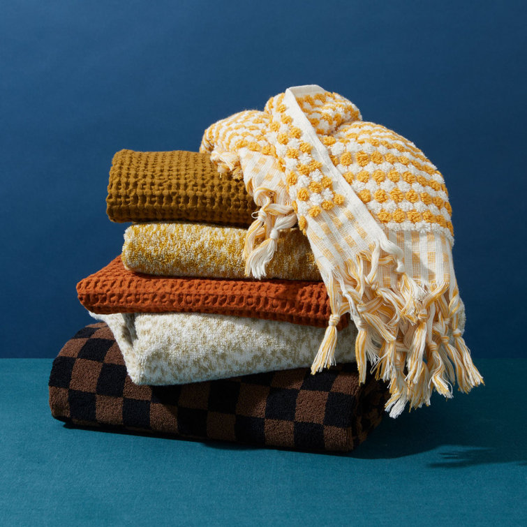 Mustard and Bronze Cotton Bath Washcloth