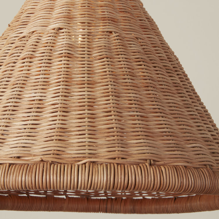 Natural Rattan and Brass Single Light Pendant