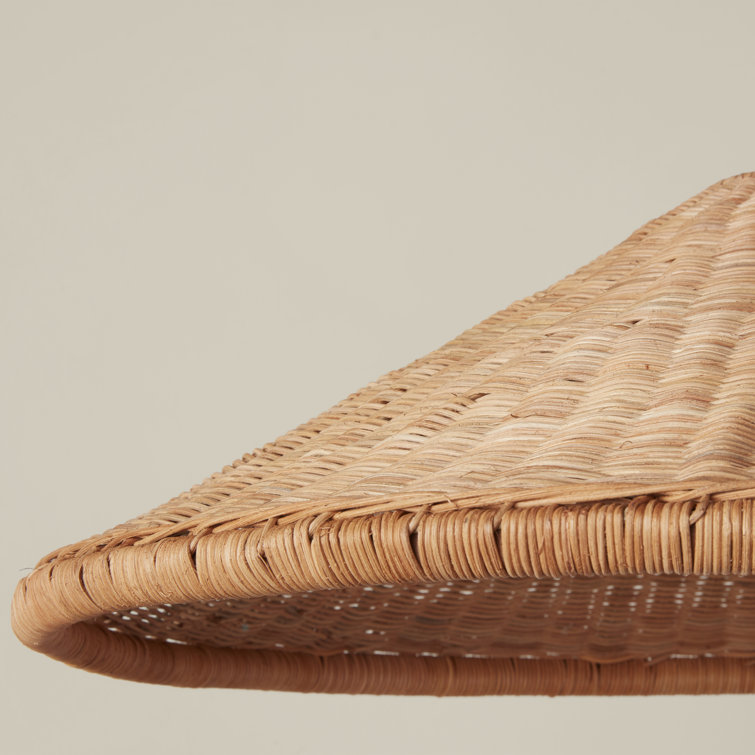Natural Rattan and Brass Single Light Pendant