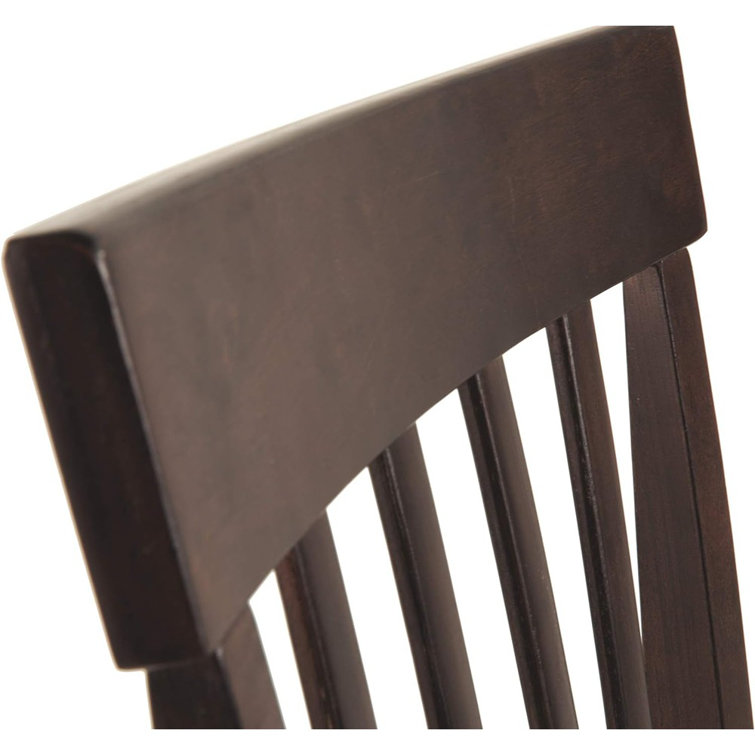 Transitional Dark Brown Leather Upholstered Side Chair with Wood Slat