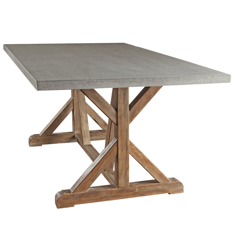 Rustic Reclaimed Wood Dining Table with Concrete Top, Seats 6