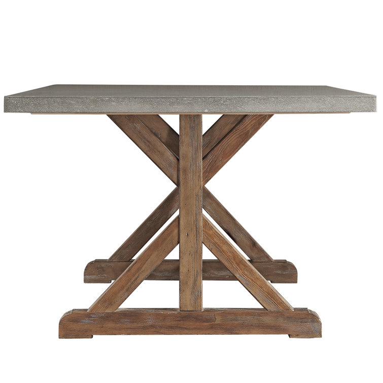 Rustic Reclaimed Wood Dining Table with Concrete Top, Seats 6