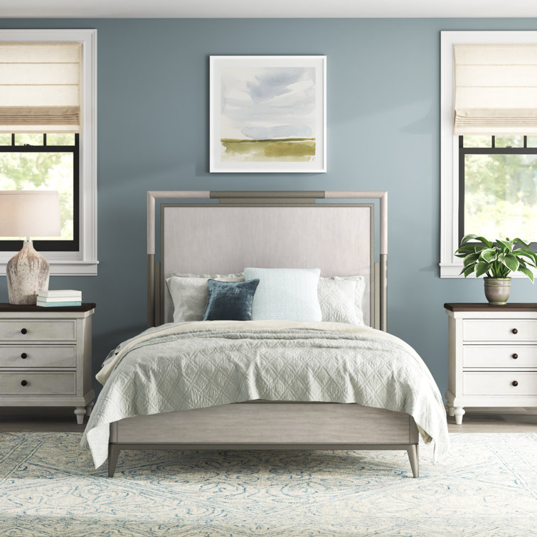 Champagne Queen Wood and Metal Frame Bed with Headboard