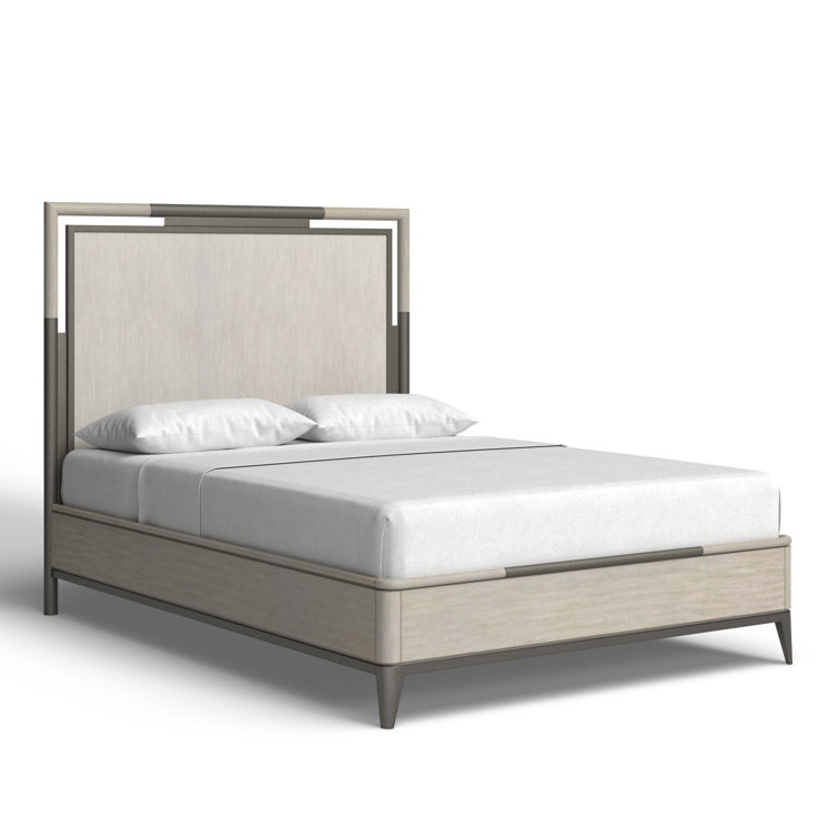 Champagne Queen Wood and Metal Frame Bed with Headboard