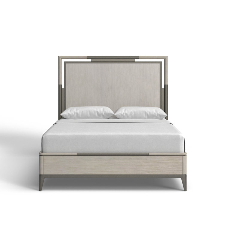 Champagne Queen Wood and Metal Frame Bed with Headboard