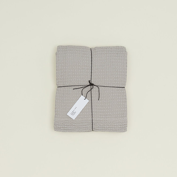 Light Gray Cotton Waffle Weave Shower Curtain