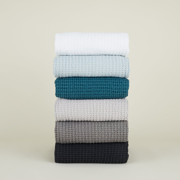 Light Gray Cotton Waffle Weave Shower Curtain