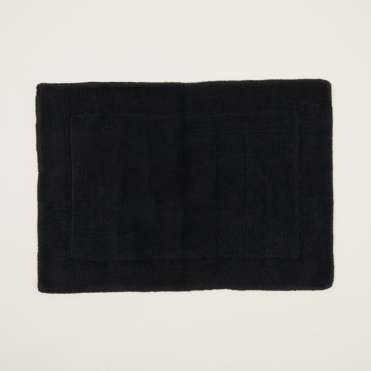 Black Cotton Plush Reversible Bath Mat
