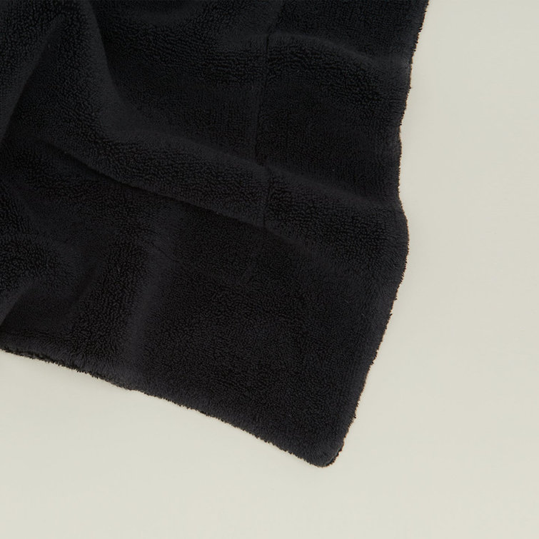 Black Cotton Plush Reversible Bath Mat