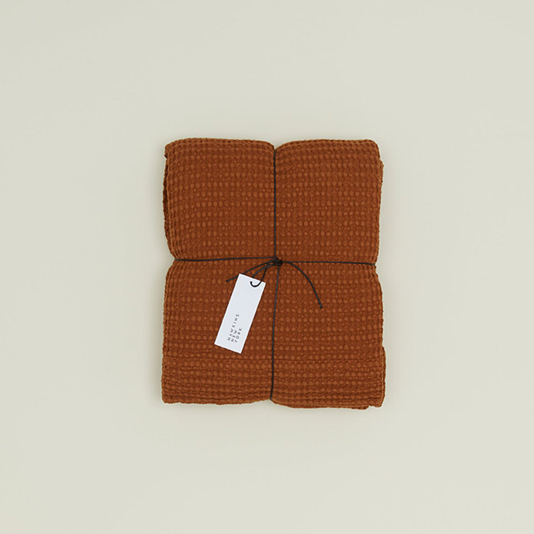 Terracotta Cotton Waffle Shower Curtain