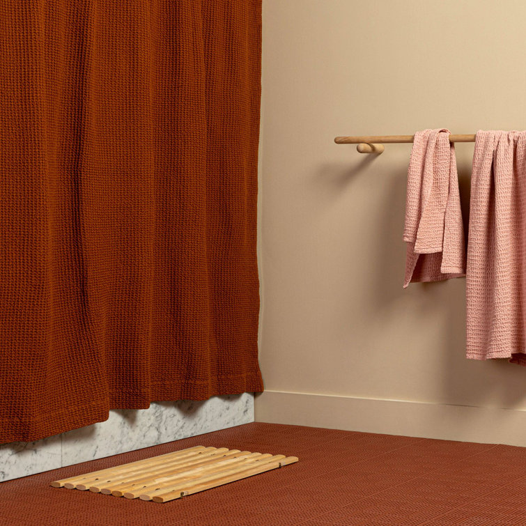 Terracotta Cotton Waffle Shower Curtain
