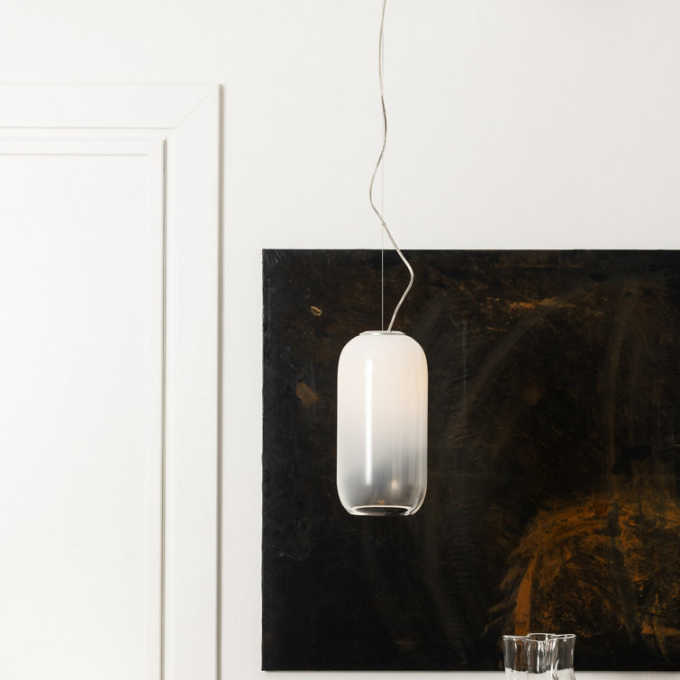 Chrome and White Handblown Glass Mini LED Pendant Light