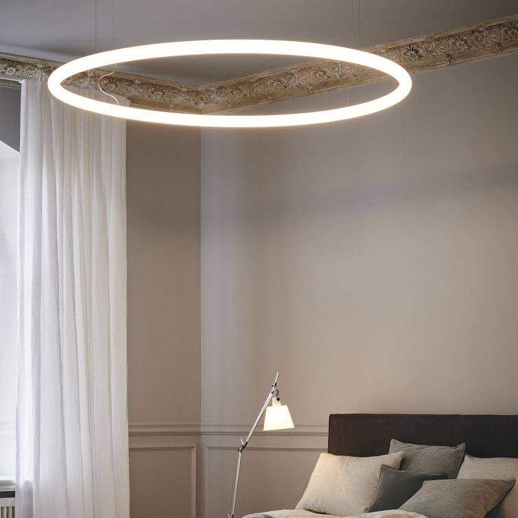 GeoLumina Adjustable 61" LED Geometric Chandelier in Grey Aluminum