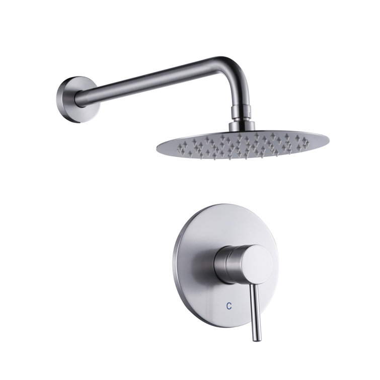 Brushed Nickel Large Round Wall Mounted Rain Shower Head