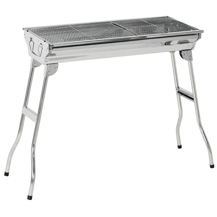 Stainless Steel Portable Hibachi Charcoal Grill with Folding Legs