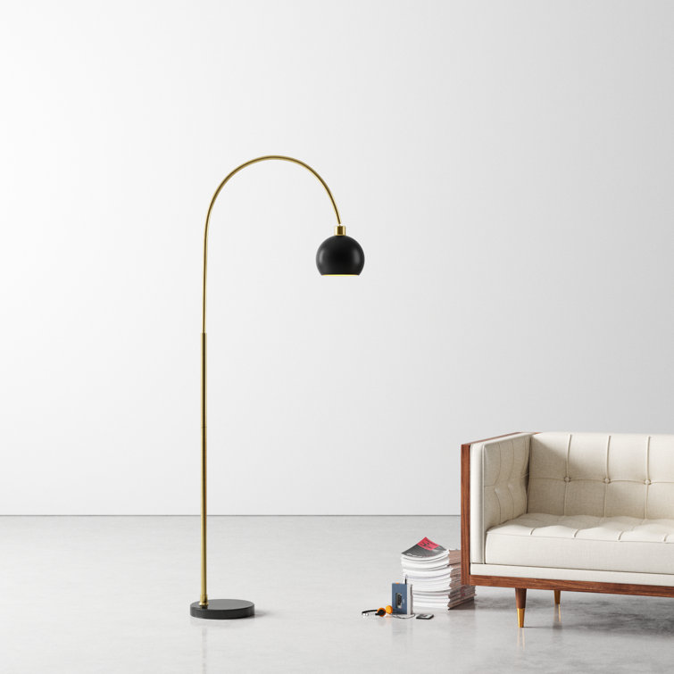 Campari 72'' Black and Brass Arched Floor Lamp