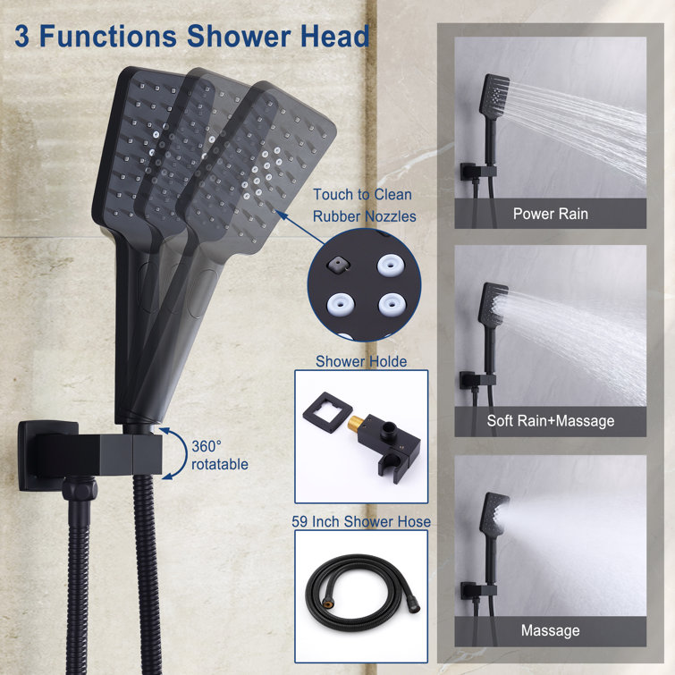 Matte Black Stainless Steel Multi-Head Rain Shower System