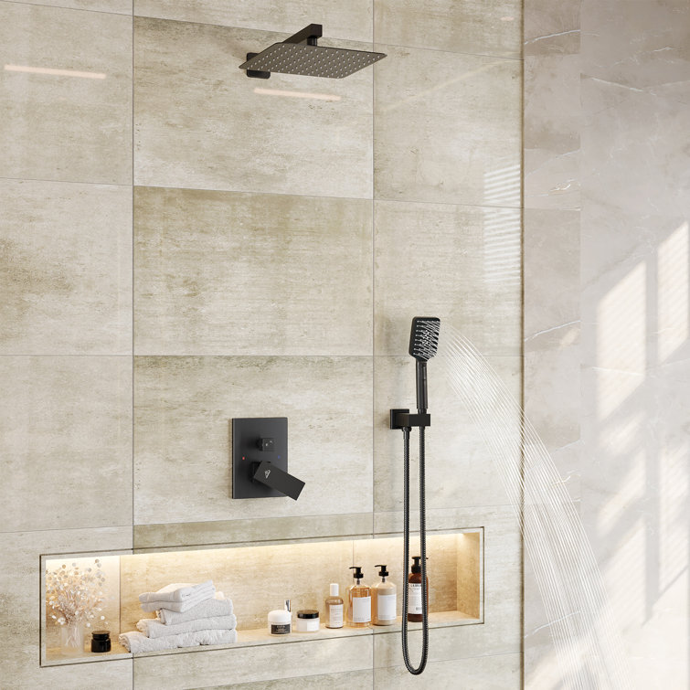Matte Black Stainless Steel Multi-Head Rain Shower System