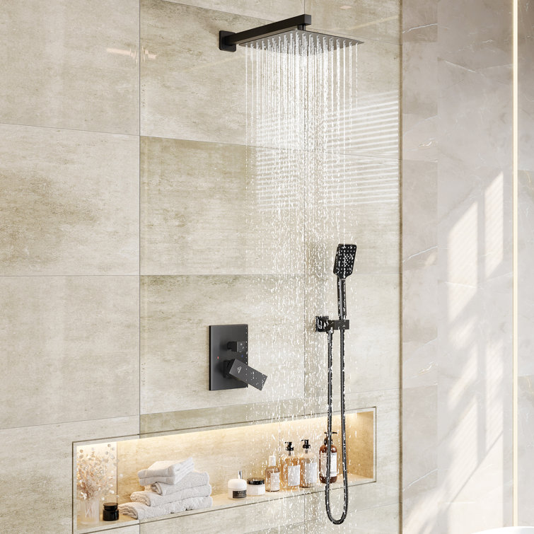 Matte Black Stainless Steel Multi-Head Rain Shower System