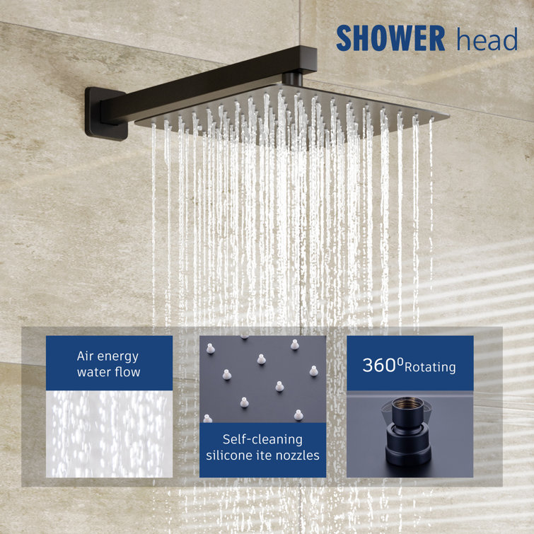 Matte Black Stainless Steel Multi-Head Rain Shower System