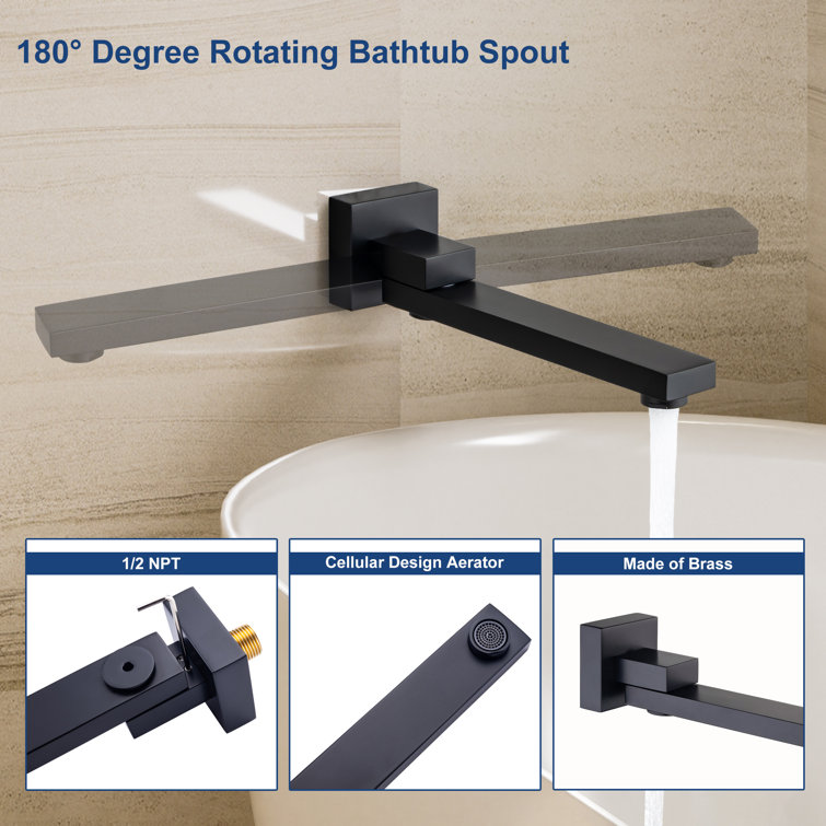 Matte Black Wall Mount Rainfall Shower System with Handheld Spray