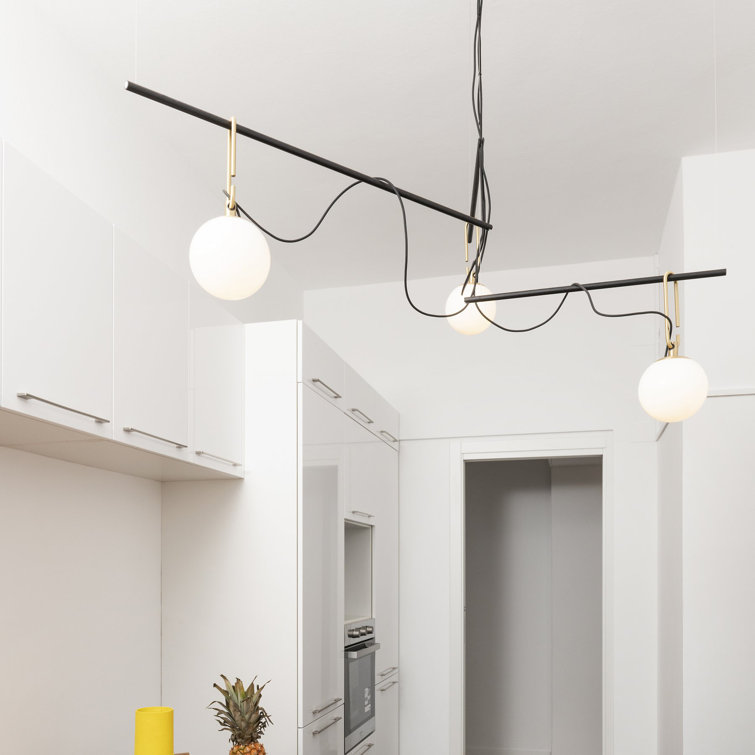 Elegant Gold 3-Light LED Glass Pendant Dimmable Lamp