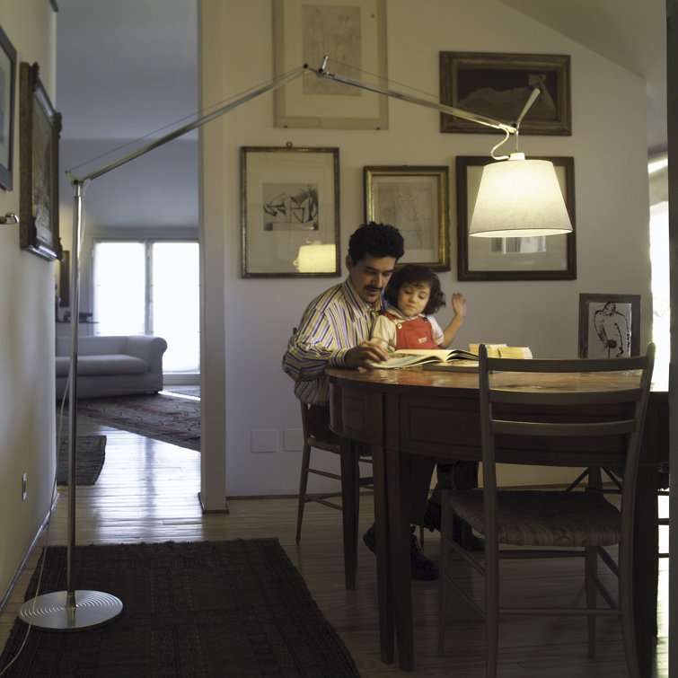 14" Parchment Shade Aluminum Task Floor Lamp