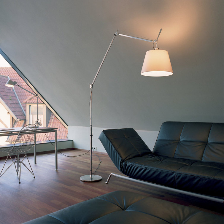 14" Parchment Shade Aluminum Task Floor Lamp
