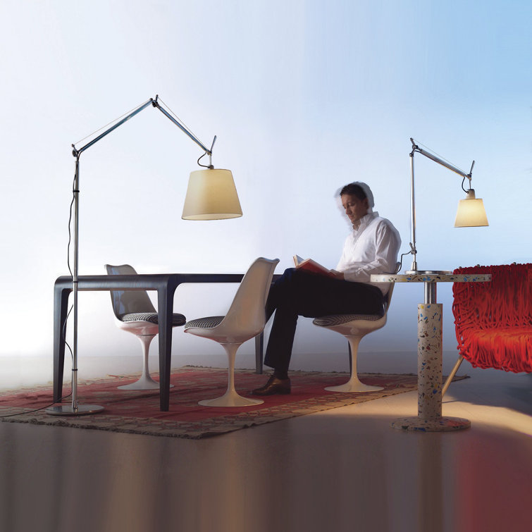 14" Parchment Shade Aluminum Task Floor Lamp