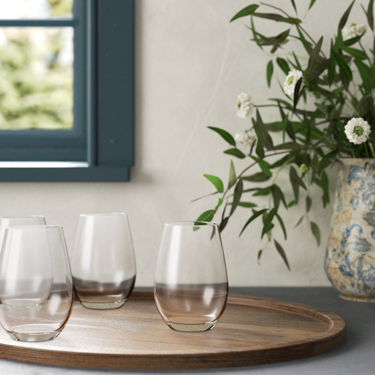 Libbey Signature Clear 21 oz Stemless White Wine Glasses Set of 4